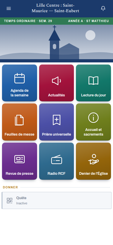 Accueil de l'application My-Paroisse.fr